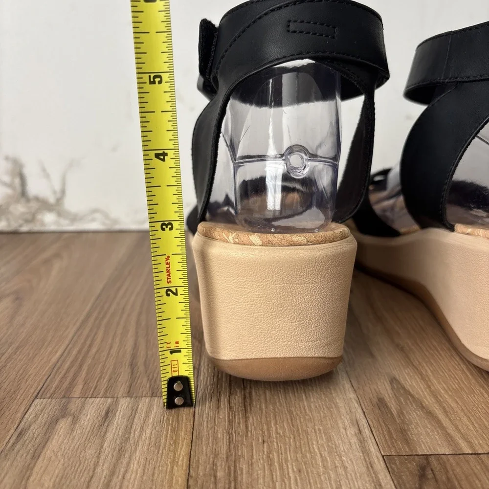 Clarks Cloudsteppers Cali Coast Wedge Black Sandal Women 9.5 Beach Boho Comfort - Picture 5 of 12